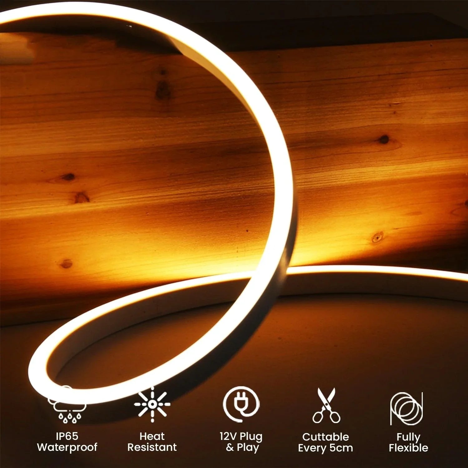 ATOMLEDNeonFlexWarmWhite12V6x12mm_3.jpg Mini Warm White Neon Flex 3000K 12V 6x12mm 120LEDs/m IP65 Waterproof 2.5cm Cut Kit - Image 9