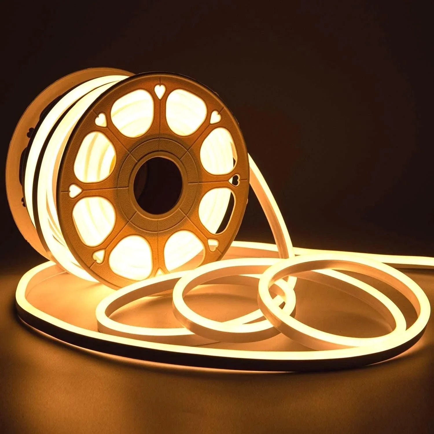 LEDNeonFlexWarmWhite8x16mmAC220V240V_1.jpg Warm White LED Neon Flex 220V 240V 8x16mm 120LEDs/m IP65 Waterproof with UK Plug - Image 2