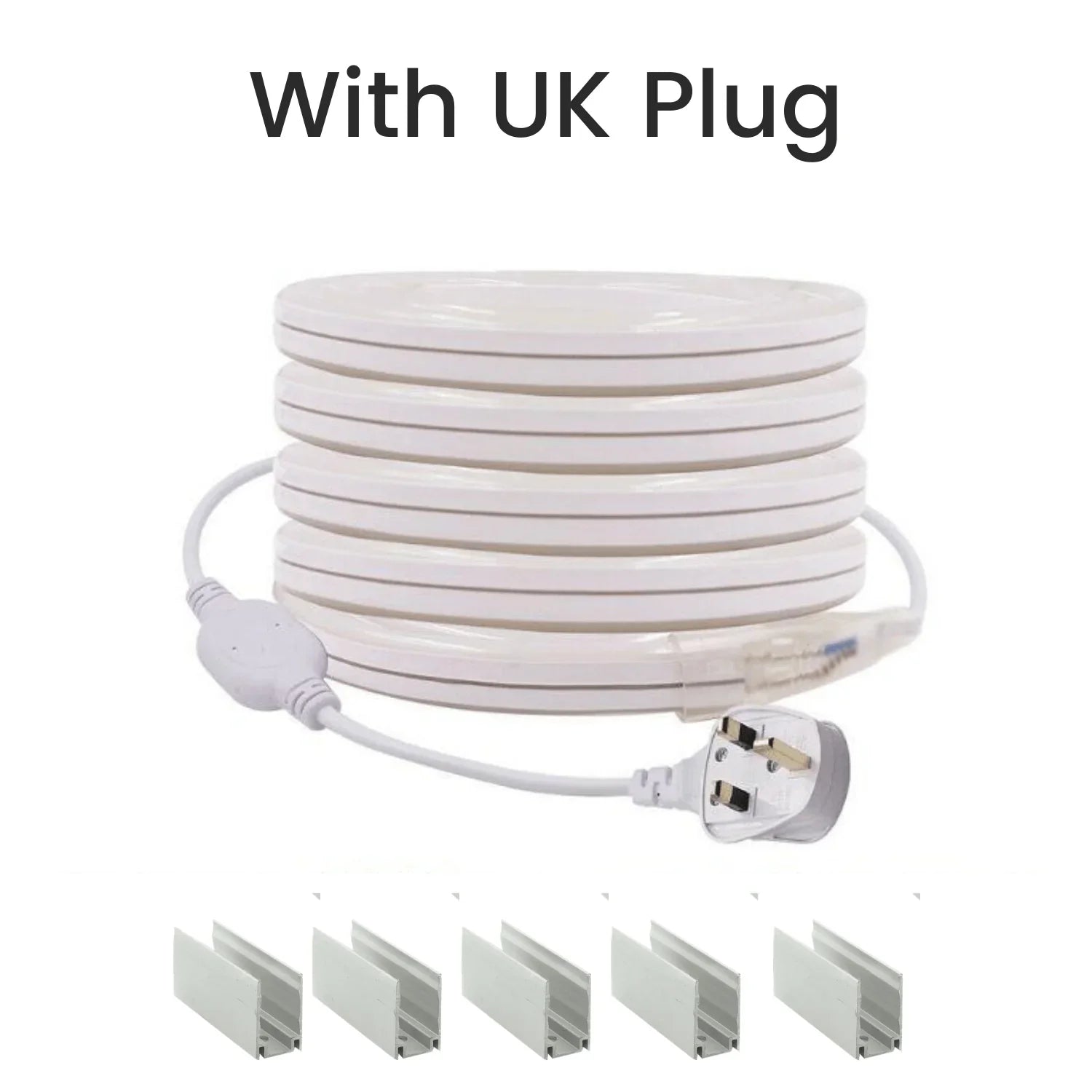 WithUKPlug.jpg Warm White LED Neon Flex 220V 240V 8x16mm 120LEDs/m IP65 Waterproof with UK Plug - Image 12