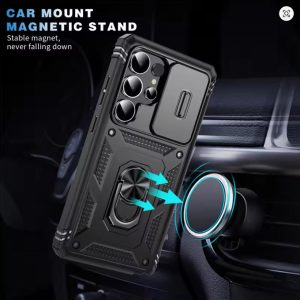 heavy duty armor phone case for samsung galaxy s25 s24 s23 s22 s21 ultra s20 fe plus note 20 ultra lens protect ring stand cover